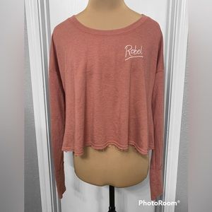 Xhilaration Pink Rebel Cropped Sweatshirt - Women size XL